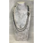 Collana lunga perle quarzo grigio