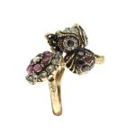 Anello contrariè gufo fiore  farfalla