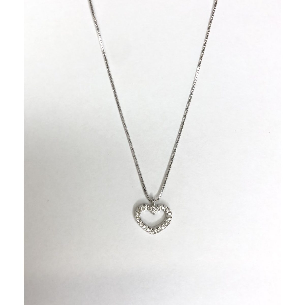 COLLANA ORO BIANCO CUORE DIAMANTI - immagine 1