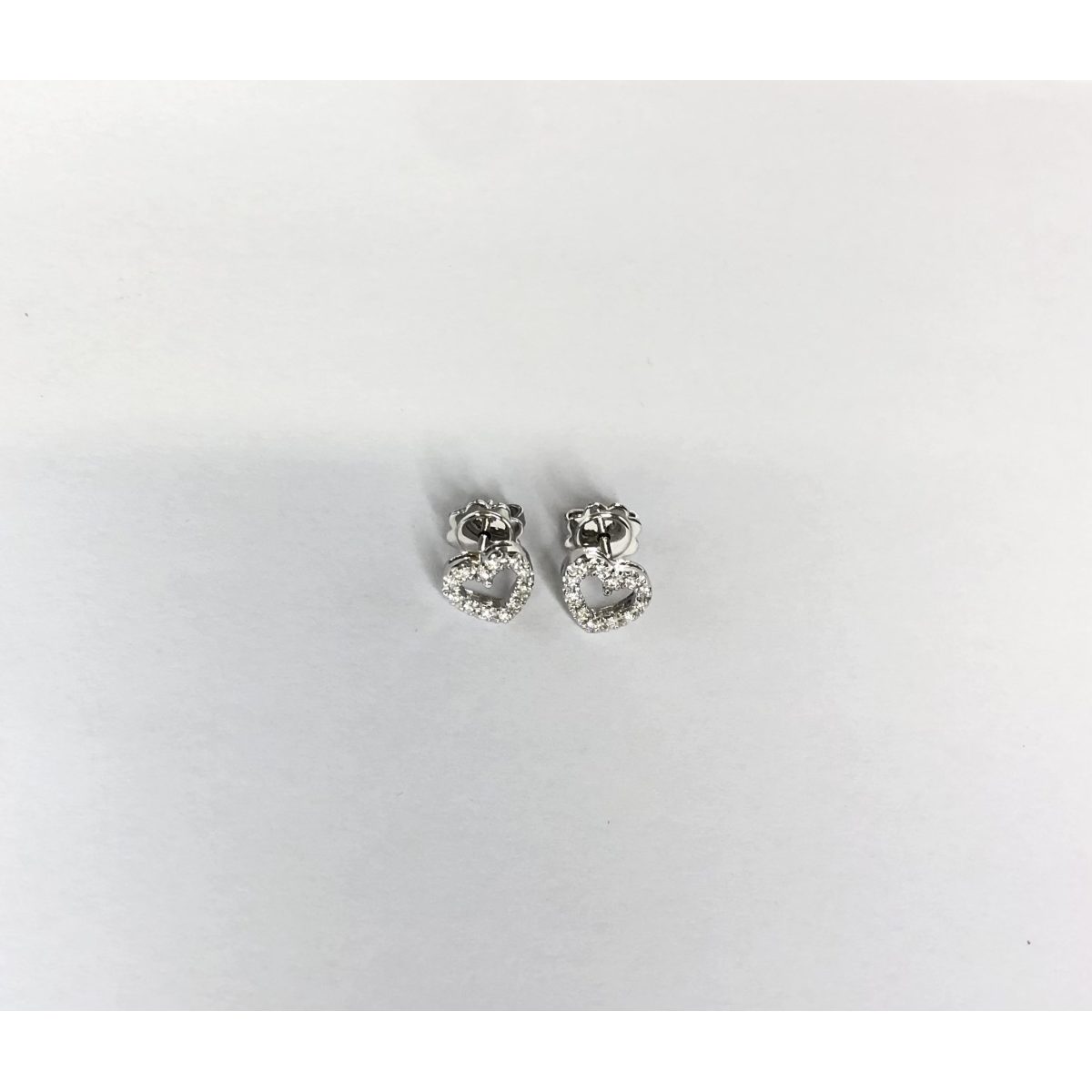 ORECCHINI ORO BIANCO CUORE DIAMANTI - immagine 1