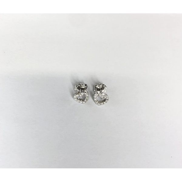 ORECCHINI ORO BIANCO CUORE DIAMANTI